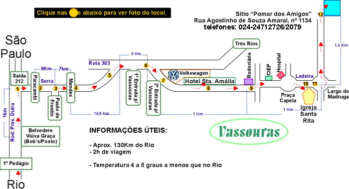 Mapa At� Vassouras - Veja fotos nas bolinhas amarelas.